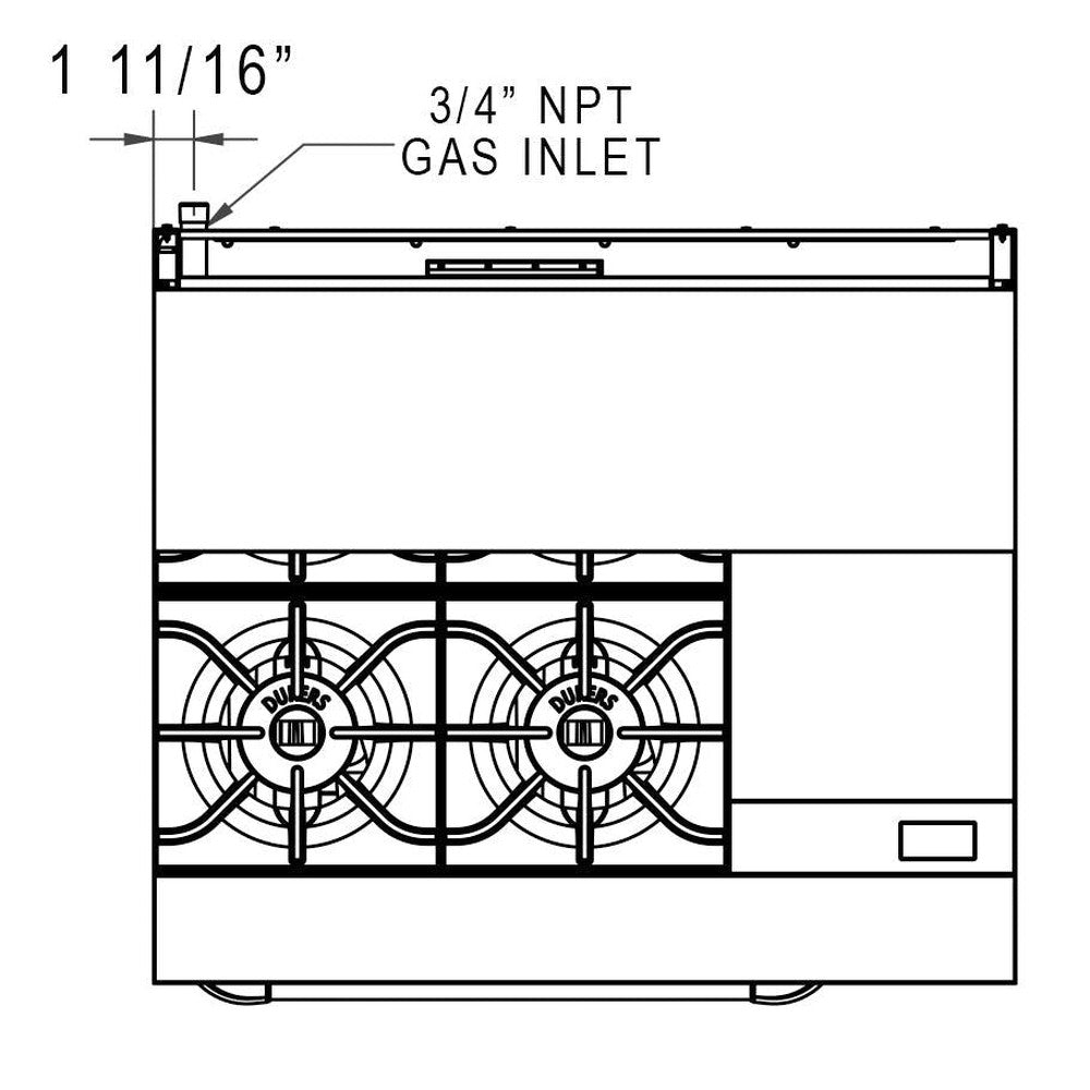 Dukers DCR36-4B12GM 36" Gas Range with Four (4) Open Burners & 12" Griddle image 6