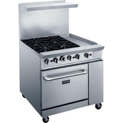 Dukers DCR36-4B12GM 36" Gas Range with Four (4) Open Burners & 12" Griddle image 1