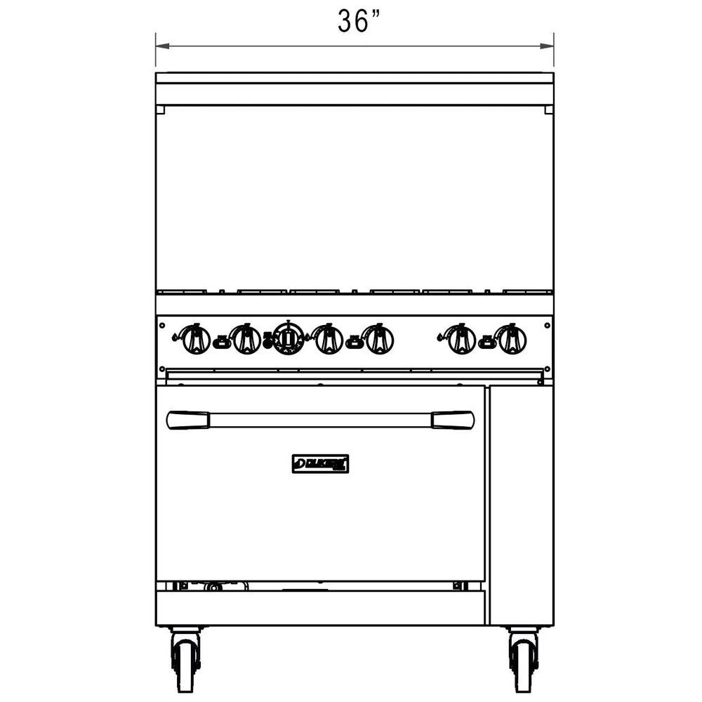 Dukers DCR36-6B 36" Gas Range with Six (6) Open Burners image 5
