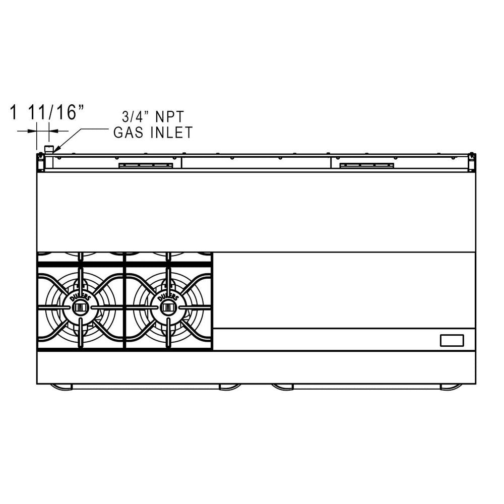 Dukers DCR60-4B36GM 60" Gas Range with Four (4) Open Burners & 36" Griddle image 6
