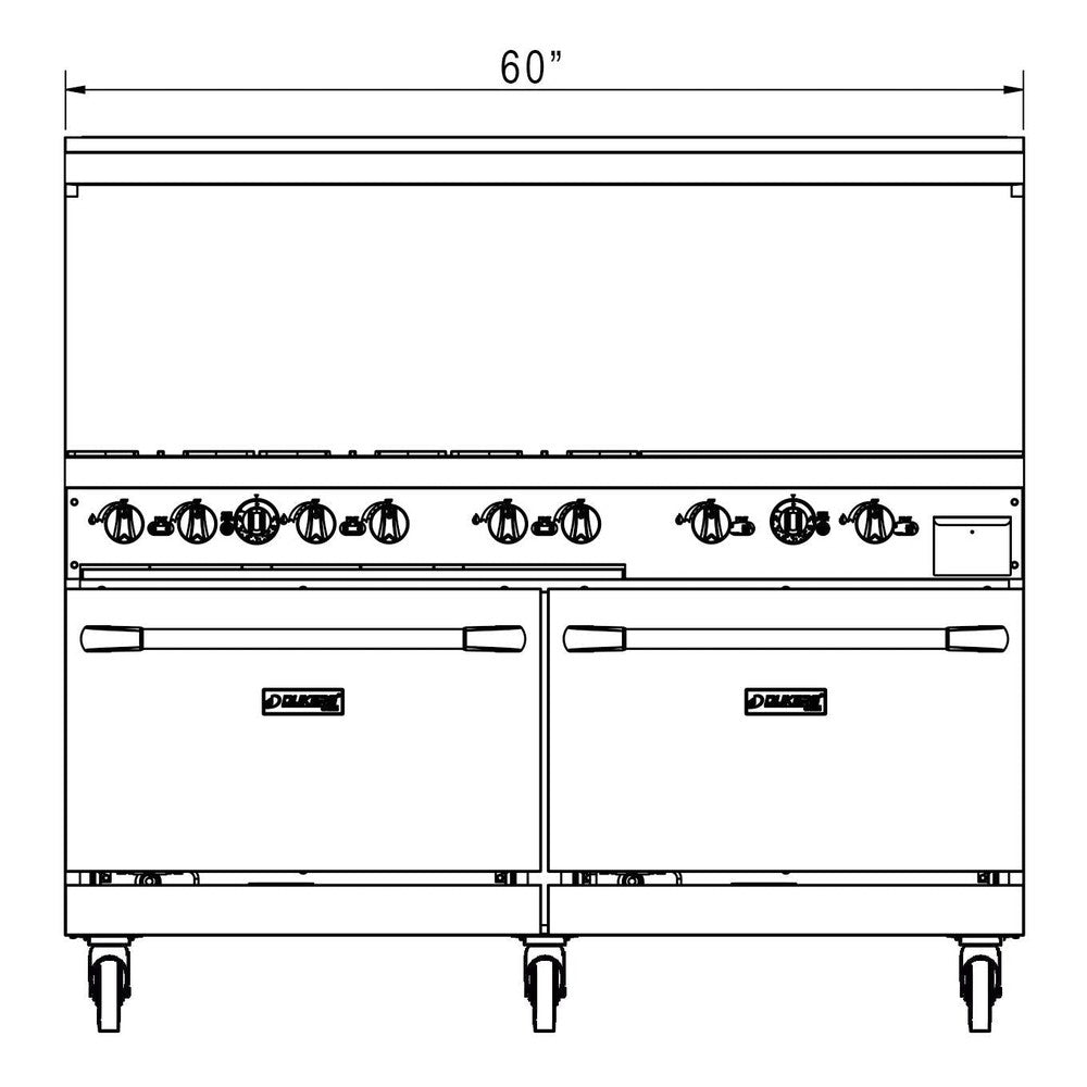Dukers DCR60-6B24GM 60" Gas Range with Six (6) Open Burners & 24" Griddle image 6