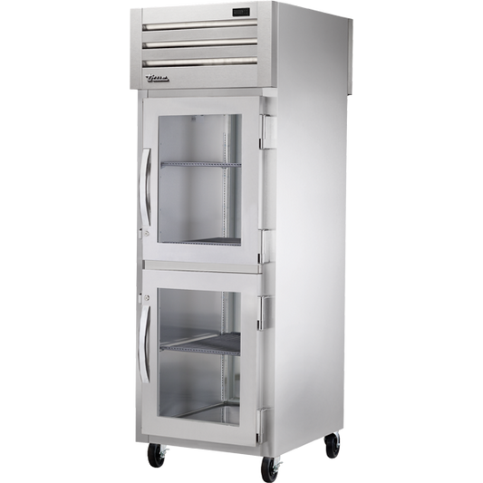 True STG1RPT-2HG-1S-HC Pass-Thru Half Glass Front/Solid Rear Swing Doors Refrigerator with Hydrocarbon Refrigerant