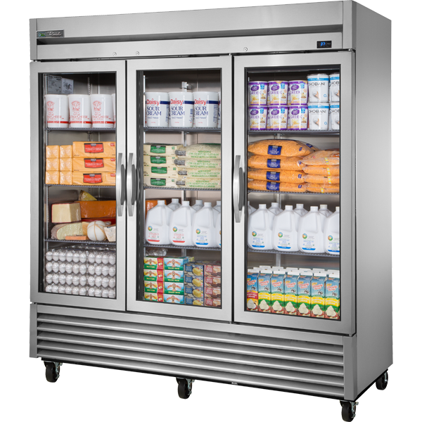 True TS-72G-HC~FGD01 Reach-In Glass Swing Door Stainless Steel Refrigerator with Hydrocarbon Refrigerant