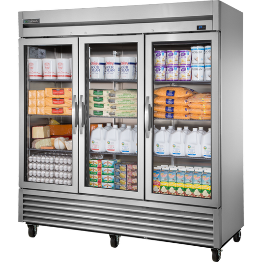 True TS-72G-HC~FGD01 Reach-In Glass Swing Door Stainless Steel Refrigerator with Hydrocarbon Refrigerant