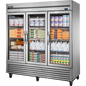 True TS-72G-HC~FGD01 Reach-In Glass Swing Door Stainless Steel Refrigerator with Hydrocarbon Refrigerant