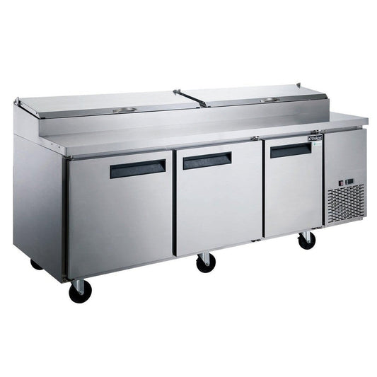 Dukers DPP90-12-S3 Commercial 3-Door Pizza Prep Table Refrigerator image 1