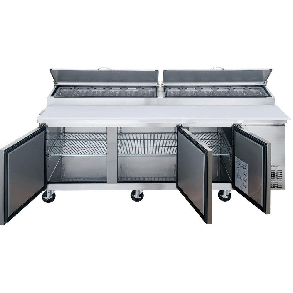Dukers DPP90-12-S3 Commercial 3-Door Pizza Prep Table Refrigerator image 2