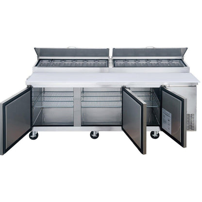 Dukers DPP90-12-S3 Commercial 3-Door Pizza Prep Table Refrigerator image 2