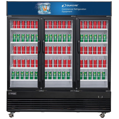 Dukers DSM-69R Commercial Glass Swing 3-Door Merchandiser Refrigerator image 2