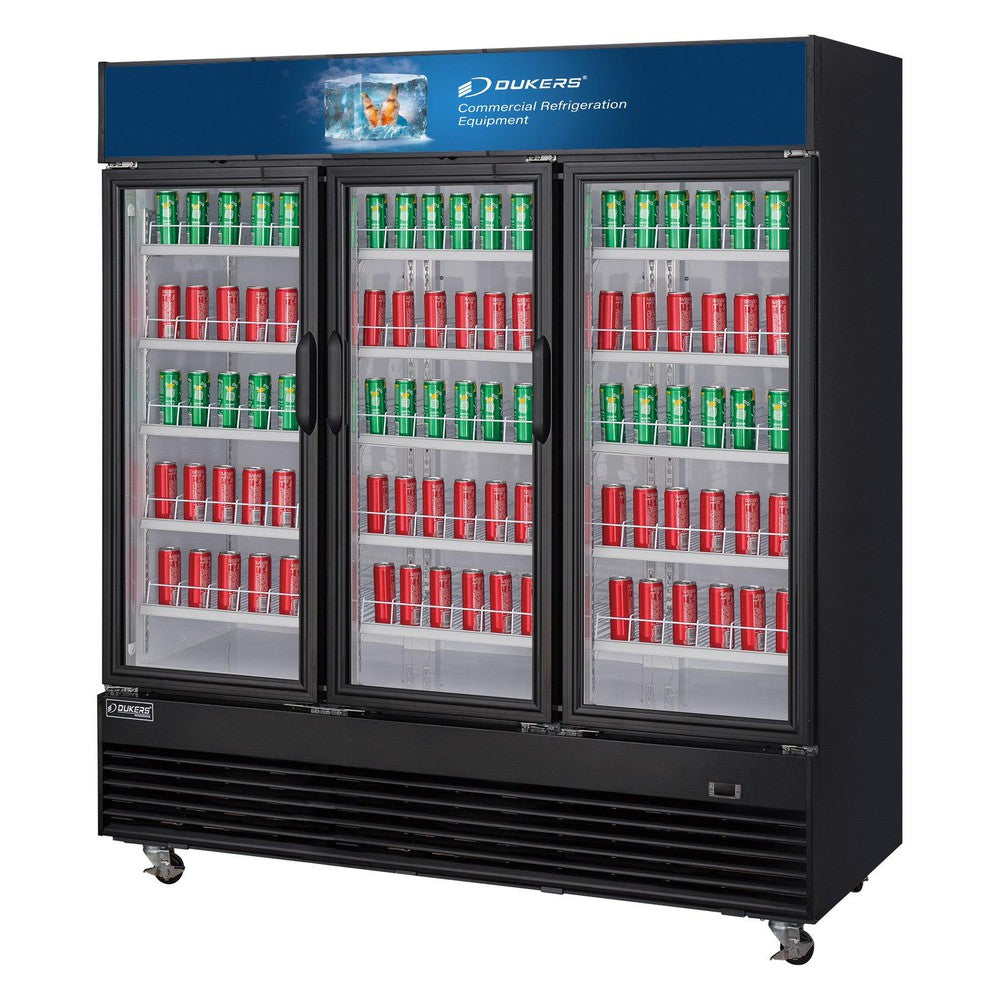 Dukers DSM-69R Commercial Glass Swing 3-Door Merchandiser Refrigerator image 3