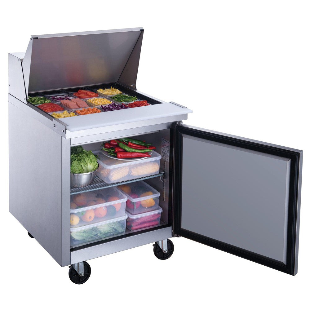 Dukers DSP29-12M-S1 1-Door Commercial Food Prep Table Refrigerator in Stainless Steel with Mega Top image 2
