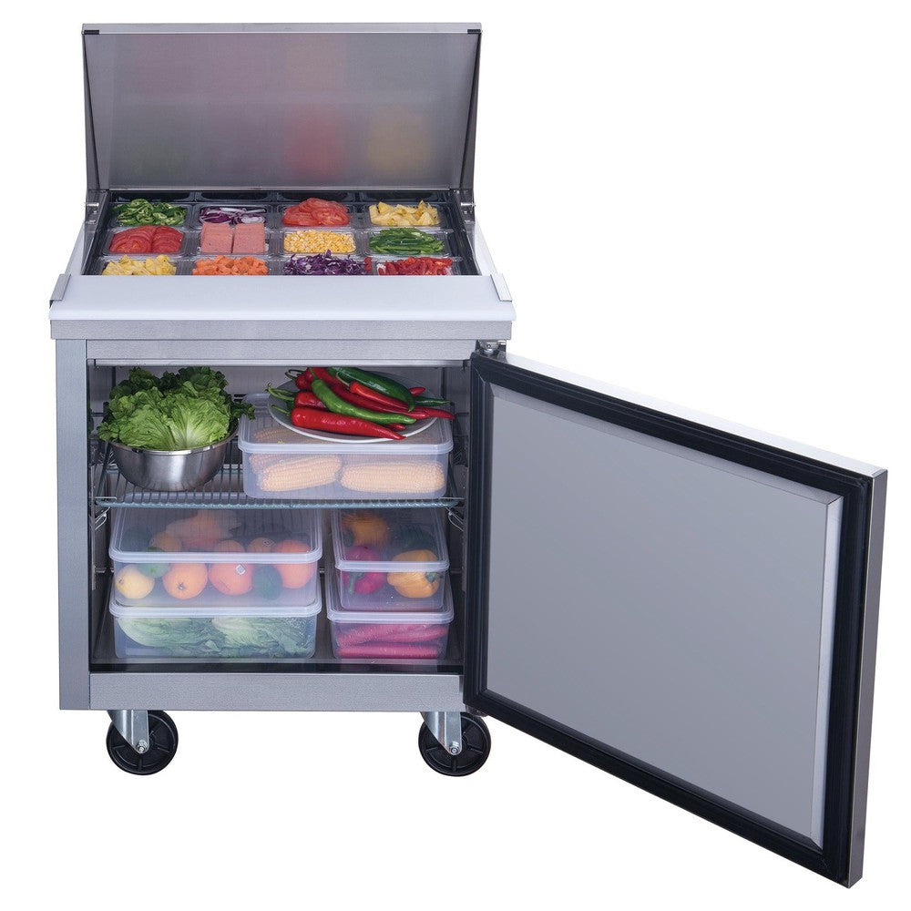 Dukers DSP29-12M-S1 1-Door Commercial Food Prep Table Refrigerator in Stainless Steel with Mega Top image 3