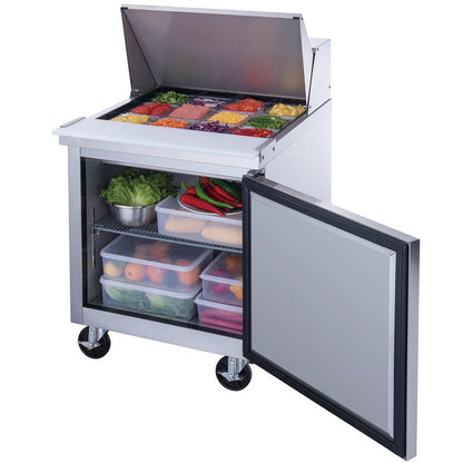 Dukers DSP29-12M-S1 1-Door Commercial Food Prep Table Refrigerator in Stainless Steel with Mega Top image 4