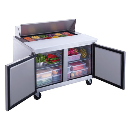 Dukers DSP48-12-S2 2-Door Commercial Food Prep Table Refrigerator in Stainless Steel image 2