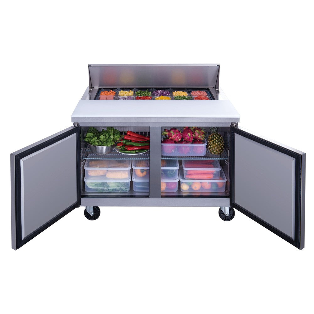 Dukers DSP48-12-S2 2-Door Commercial Food Prep Table Refrigerator in Stainless Steel image 3