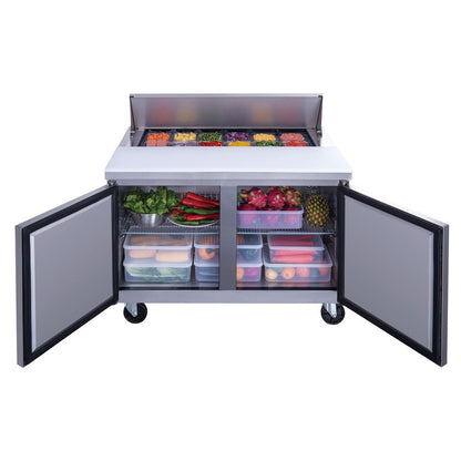 Dukers DSP48-12-S2 2-Door Commercial Food Prep Table Refrigerator in Stainless Steel image 3