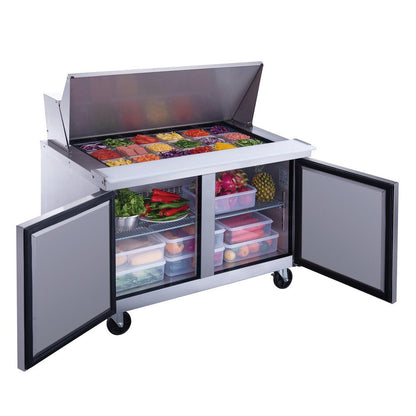 Dukers DSP48-18M-S2 2-Door Commercial Food Prep Table Refrigerator in Stainless Steel with Mega Top image 2