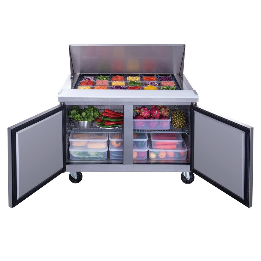 Dukers DSP48-18M-S2 2-Door Commercial Food Prep Table Refrigerator in Stainless Steel with Mega Top image 3