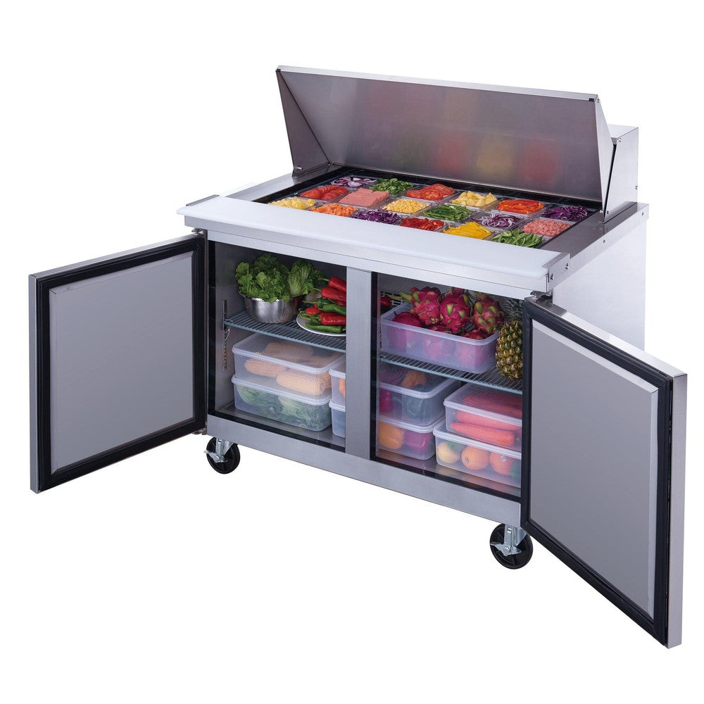 Dukers DSP48-18M-S2 2-Door Commercial Food Prep Table Refrigerator in Stainless Steel with Mega Top image 4