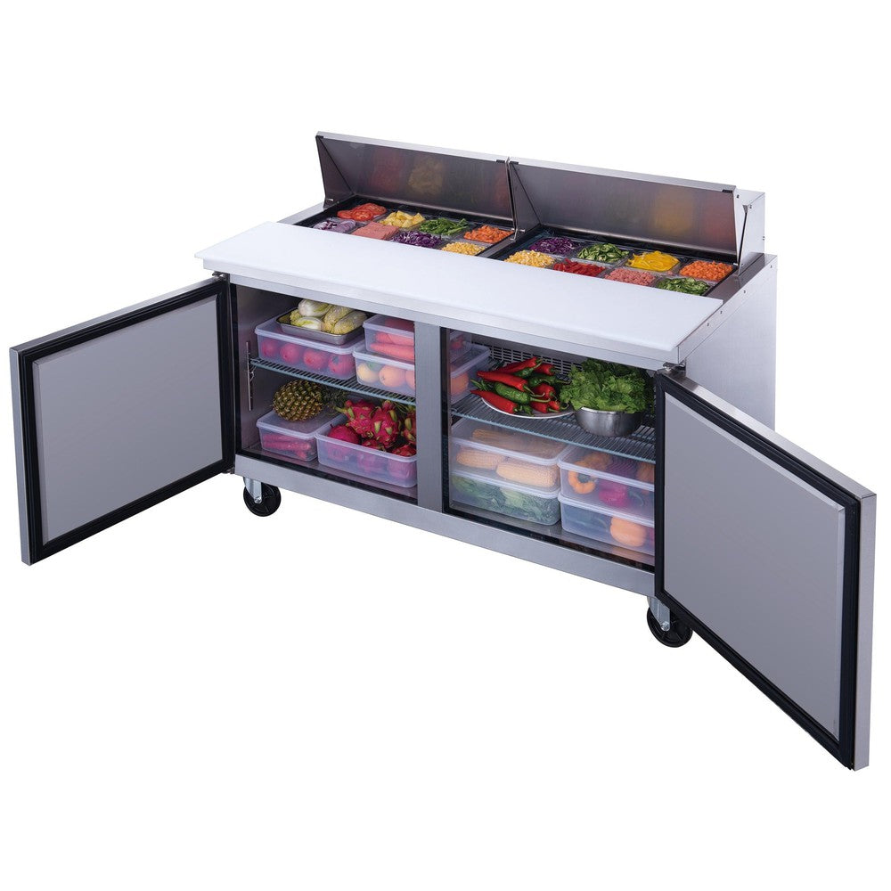 Dukers DSP60-16-S2 2-Door Commercial Food Prep Table Refrigerator in Stainless Steel image 4