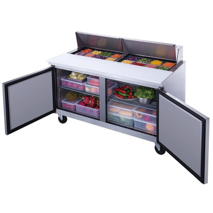 Dukers DSP60-16-S2 2-Door Commercial Food Prep Table Refrigerator in Stainless Steel image 4