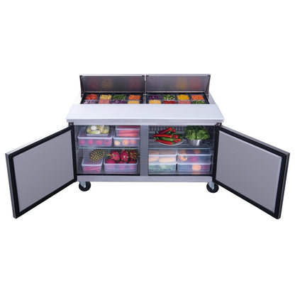 Dukers DSP60-16-S2 2-Door Commercial Food Prep Table Refrigerator in Stainless Steel image 3