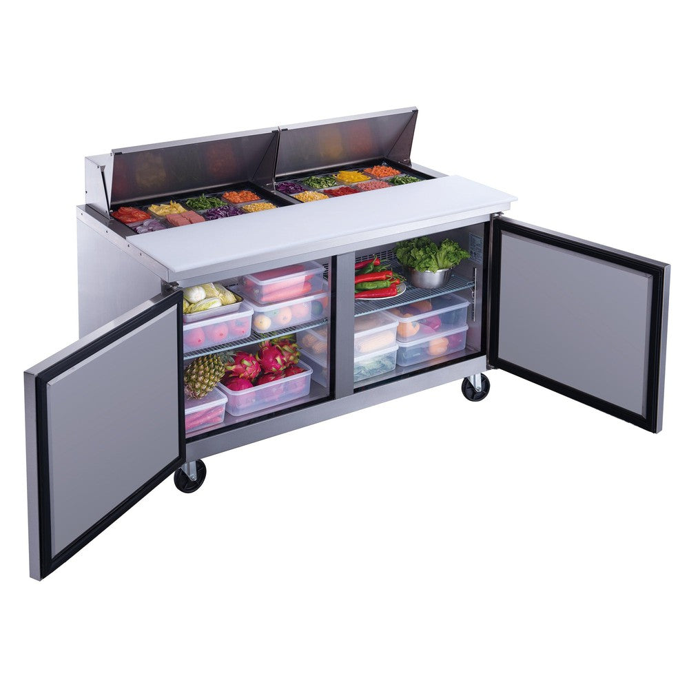 Dukers DSP60-16-S2 2-Door Commercial Food Prep Table Refrigerator in Stainless Steel image 2