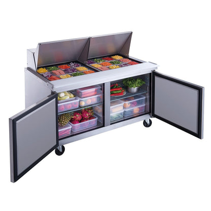 Dukers DSP60-24M-S2 2-Door Commercial Food Prep Table Refrigerator in Stainless Steel with Mega Top image 2
