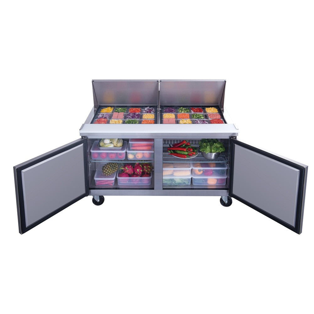 Dukers DSP60-24M-S2 2-Door Commercial Food Prep Table Refrigerator in Stainless Steel with Mega Top image 3