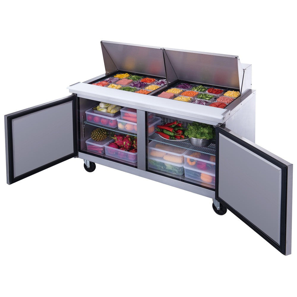 Dukers DSP60-24M-S2 2-Door Commercial Food Prep Table Refrigerator in Stainless Steel with Mega Top image 4
