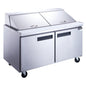 Dukers DSP60-24M-S2 2-Door Commercial Food Prep Table Refrigerator in Stainless Steel with Mega Top image 1
