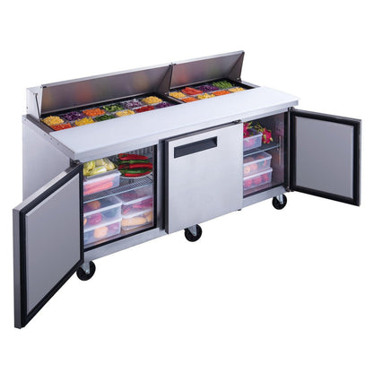 Dukers DSP72-18-S3 3-Door Commercial Food Prep Table Refrigerator in Stainless Steel image 2