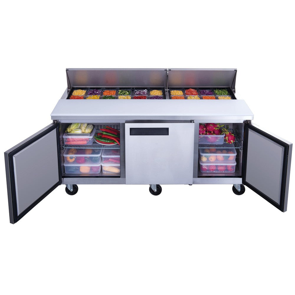 Dukers DSP72-18-S3 3-Door Commercial Food Prep Table Refrigerator in Stainless Steel image 3