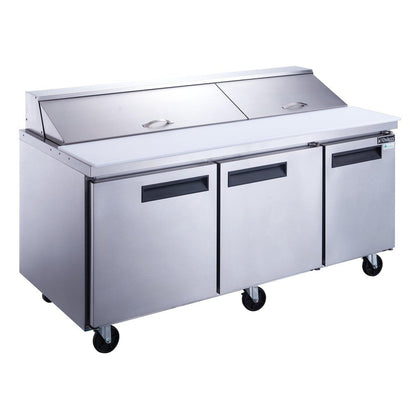 Dukers DSP72-18-S3 3-Door Commercial Food Prep Table Refrigerator in Stainless Steel image 1