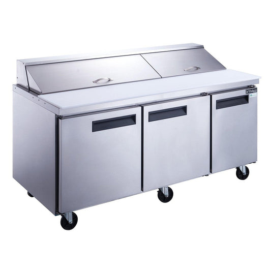 Dukers DSP72-18-S3 3-Door Commercial Food Prep Table Refrigerator in Stainless Steel image 1