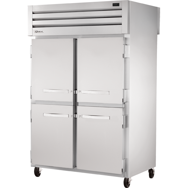 True STA2RPT-4HS-2G-HC Pass-Thru Solid Half Front/Glass Rear Swing Doors Refrigerator with Hydrocarbon Refrigerant