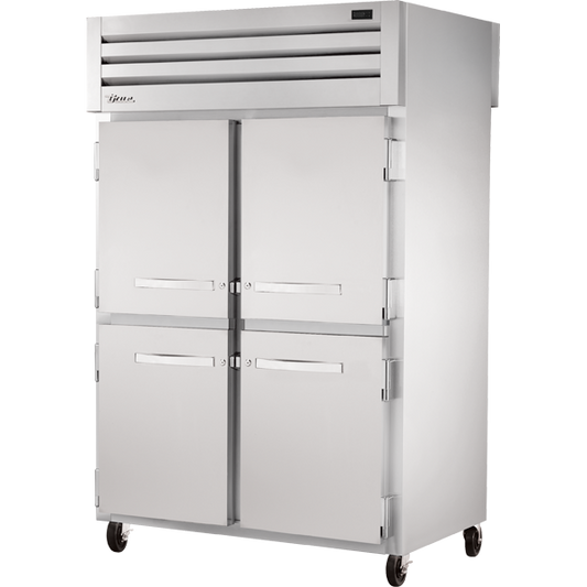 True STA2RPT-4HS-2G-HC Pass-Thru Solid Half Front/Glass Rear Swing Doors Refrigerator with Hydrocarbon Refrigerant