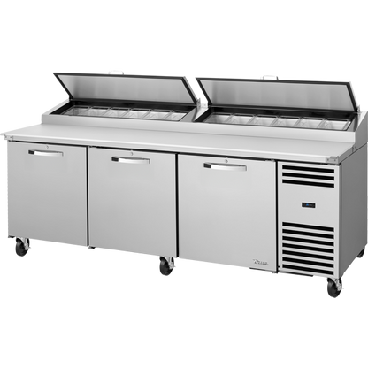 True TPP-AT2-93-HC~SPEC3 Solid Door Pizza Prep Table with Angled Top Version 2 and Hydrocarbon Refrigerant