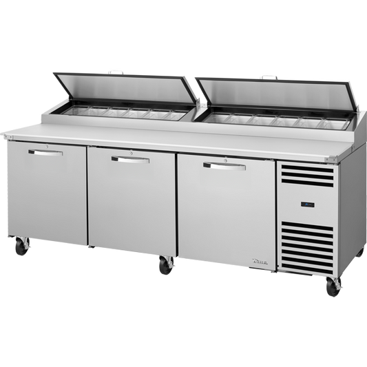 True TPP-AT2-93-HC~SPEC3 Solid Door Pizza Prep Table with Angled Top Version 2 and Hydrocarbon Refrigerant
