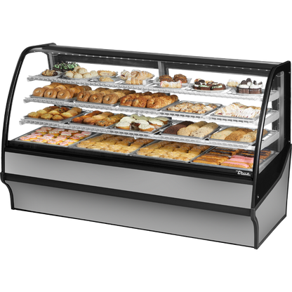 True TDM-DC-77-GE/GE-S-W Curved Glass, Glass End Dry Case with Stainless Exterior and White Interior