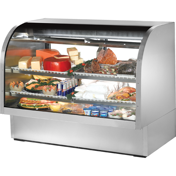 True TDM-DC-36-GE/GE-B-W Curved Glass, Glass End Dry Case with Black Exterior and White Interior - view 3