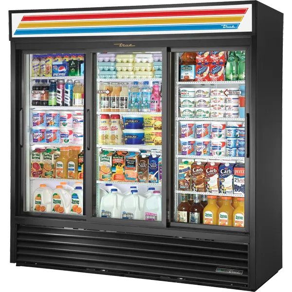 True GDM-69-HC-LD Slide Door Refrigerator with Hydrocarbon Refrigerant and LED Lighting