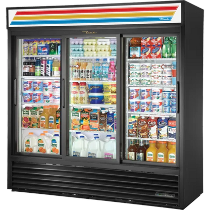 True GDM-69-HC-LD Slide Door Refrigerator with Hydrocarbon Refrigerant and LED Lighting
