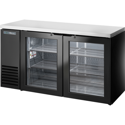True TBB24-60-2G-Z1-SFT-B-1 Glass Swing Door Back Bar 24" Depth Single Zone Cooler with Stainless Finished Top and Black Exterior