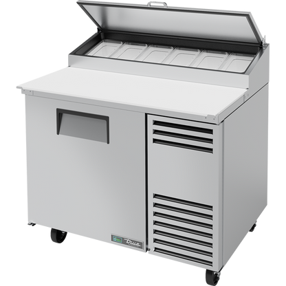 True TPP-AT-44-HC Solid Door Pizza Prep Table with Angled Top and Hydrocarbon Refrigerant