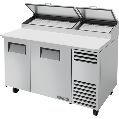 True TPP-AT-60-HC Solid Door Pizza Prep Table with Angled Top and Hydrocarbon Refrigerant