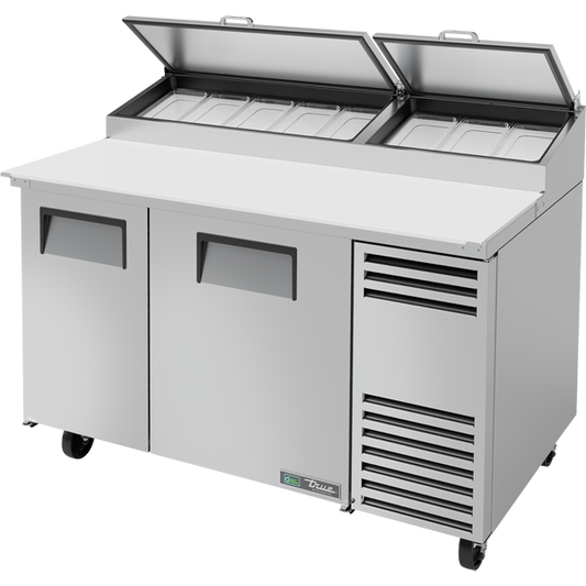 True TPP-AT-60-HC Solid Door Pizza Prep Table with Angled Top and Hydrocarbon Refrigerant