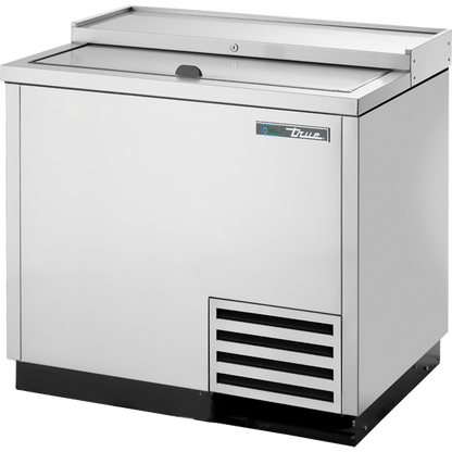 True TD-36-12-S-HC Solid Slide Lid Stainless Steel Deep Well Horizontal Bottle Cooler with Hydrocarbon Refrigerant