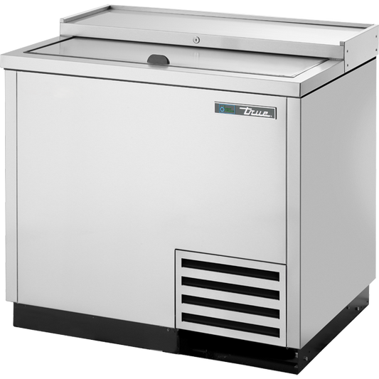 True TD-36-12-S-HC Solid Slide Lid Stainless Steel Deep Well Horizontal Bottle Cooler with Hydrocarbon Refrigerant