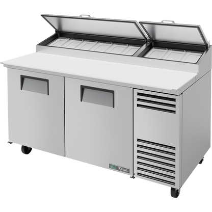 True TPP-AT-67-HC Solid Door Pizza Prep Table with Angled Top and Hydrocarbon Refrigerant